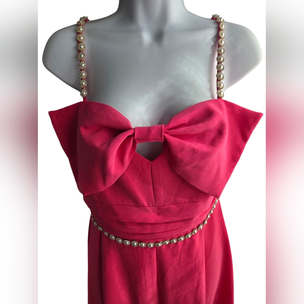 NWT Main Strip Pink Embellished Sleeveless Jumpsuit Size L - Picture 2 of 4